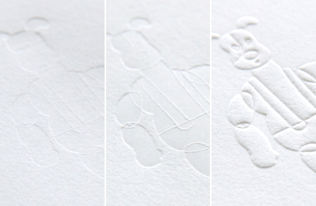 ［封筒］活版印刷 空押し・箔押し加工 空押し・エンボス加工の比較